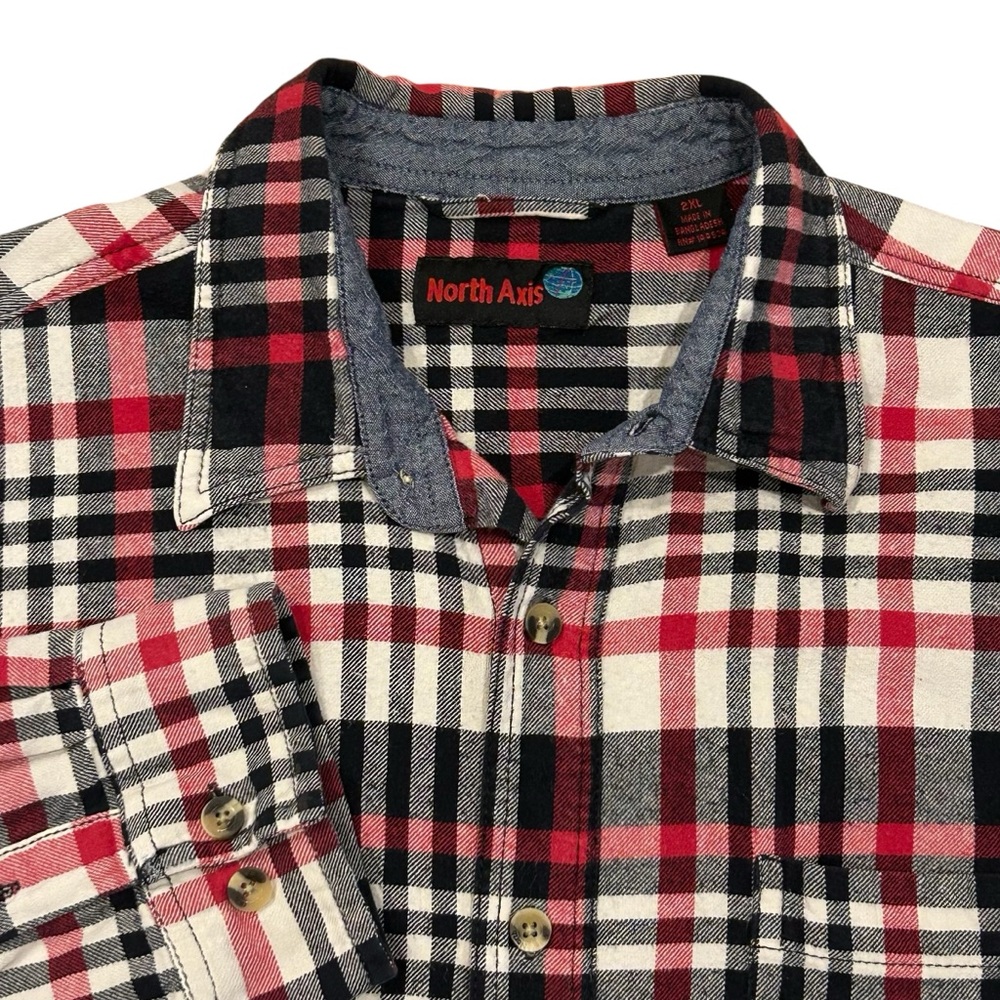North Axis Red Black Plaid Flannel Shirt 2XL